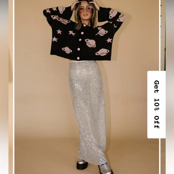 Dressed in LALA Saturn Sequin Skirt - Picture 2 of 9